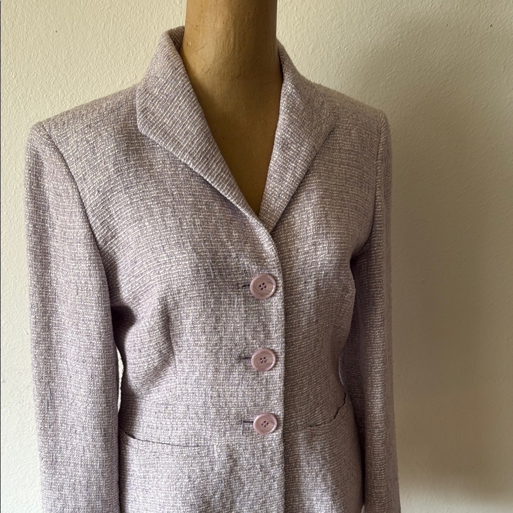 Lafayette 148 sz 4 lavender purple and white blazer jacket shoulder pads VGUC - Picture 8 of 10